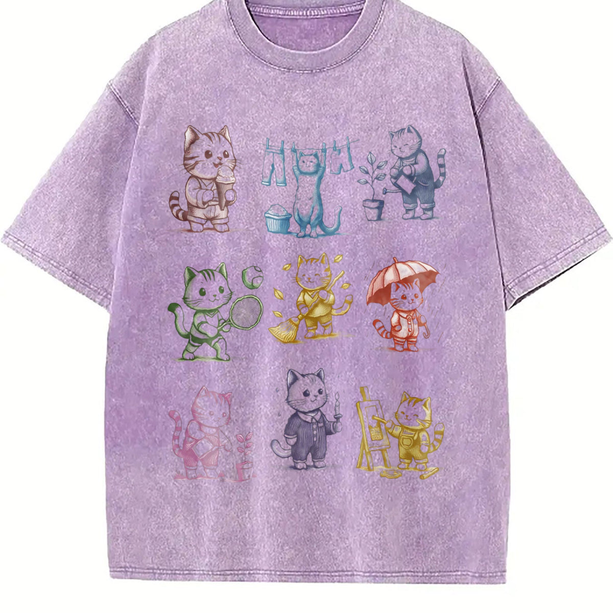 Cat 90s Tattoo Vintage Washed T-Shirt product image 6