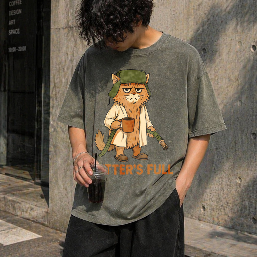 Full Funny Cat Lovers Christmas Xmas Vintage Washed T-Shirt product image 4