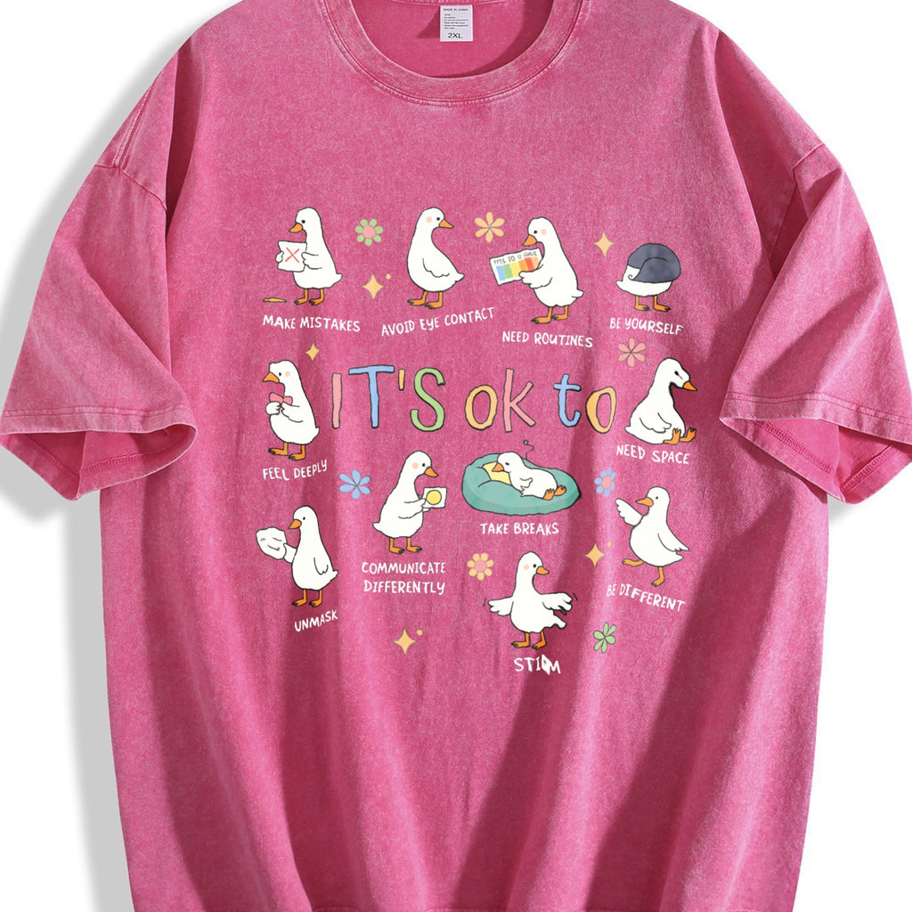 It's Ok To Be Different Autism Goose Vintage Washed T-Shirt product image 5