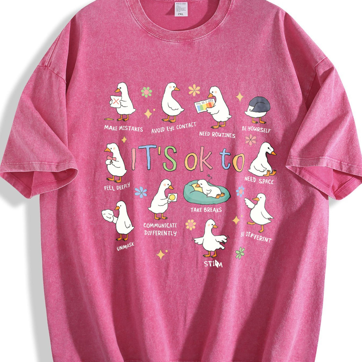 It's Ok To Be Different Autism Goose Vintage Washed T-Shirt product image 5