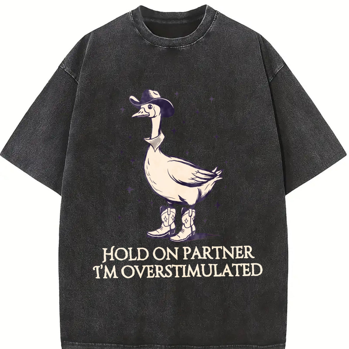 Hold On Partner Im Overstimulated Vintage Washed T-Shirt product image 2