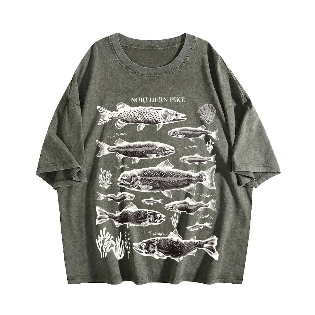 Northern Pike Fish 90s Vintage Washed T-Shirt product image 4