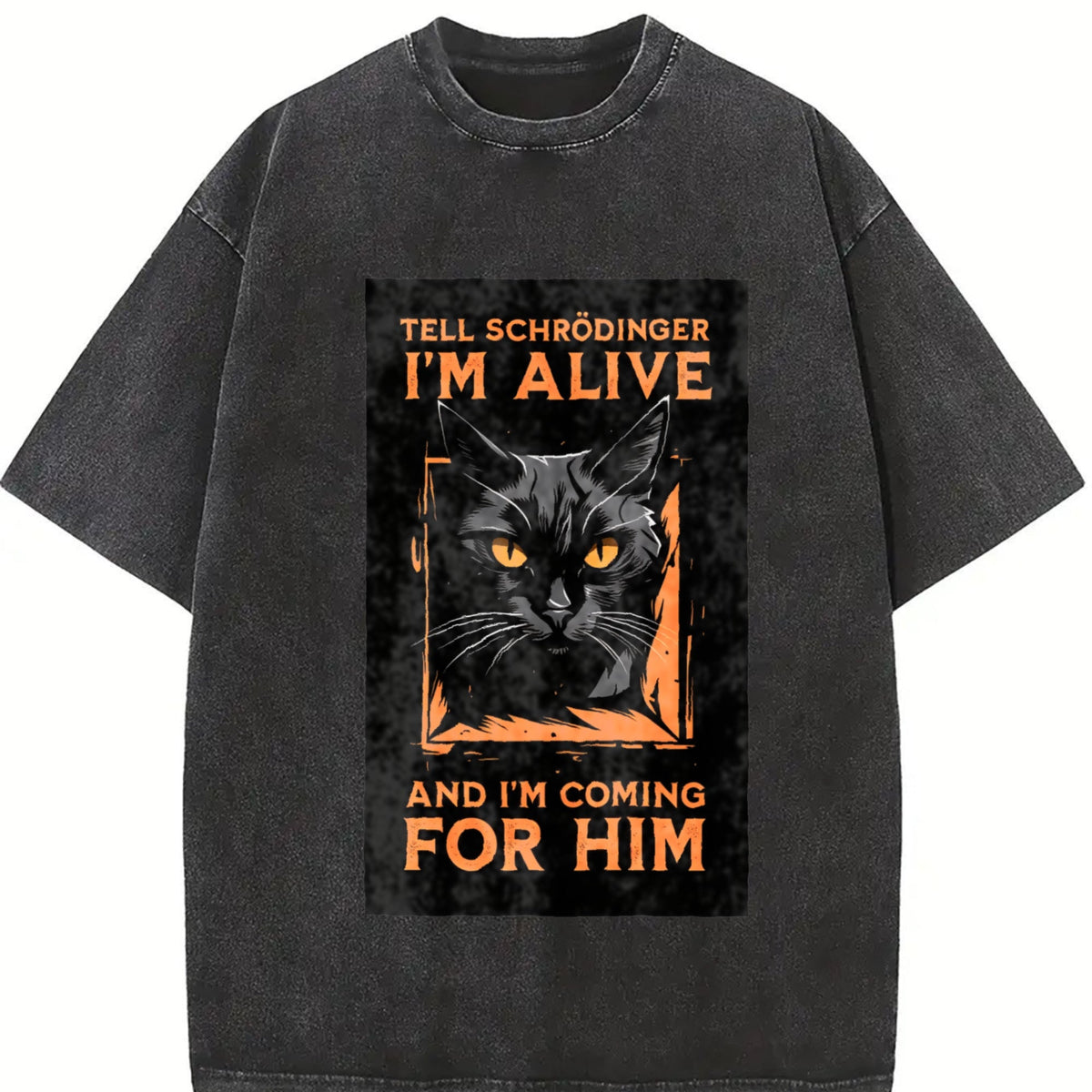 Tell Schrodinger I'm Alive Cat Vintage Washed T-Shirt product image 2