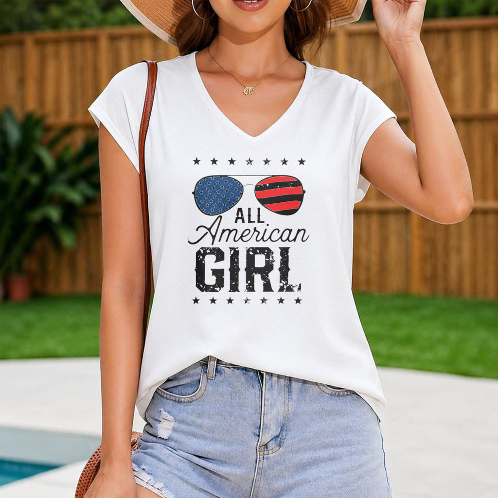 All American Patriotic - USA Flag Women's V-Neck Tank Top