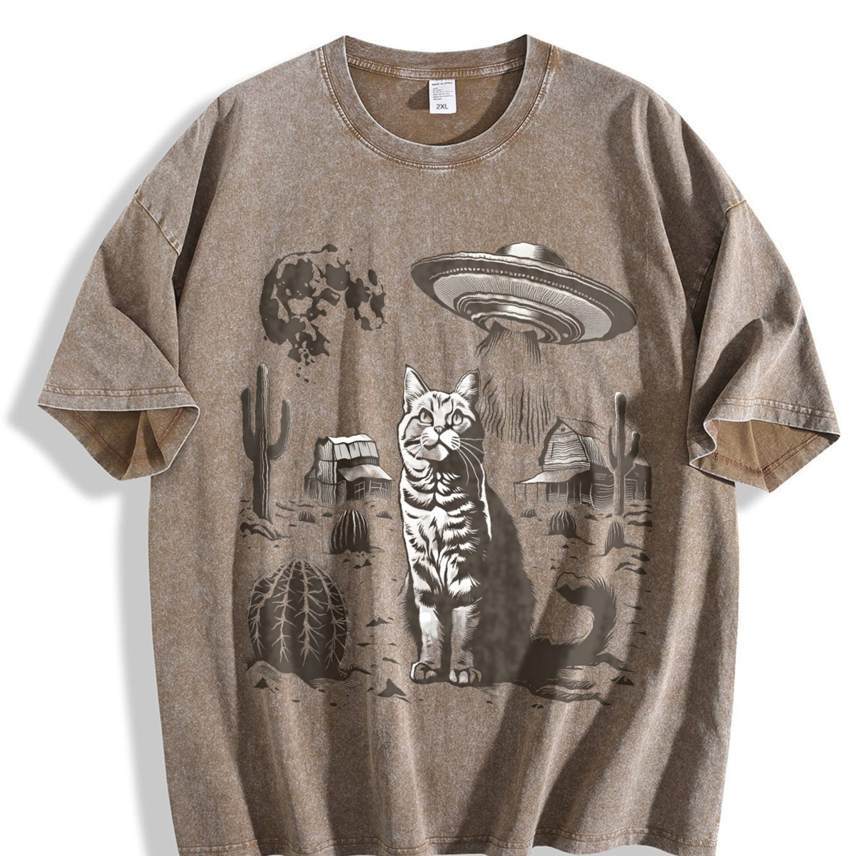 UFO Western Cat Vintage Washed T-Shirt product image 3