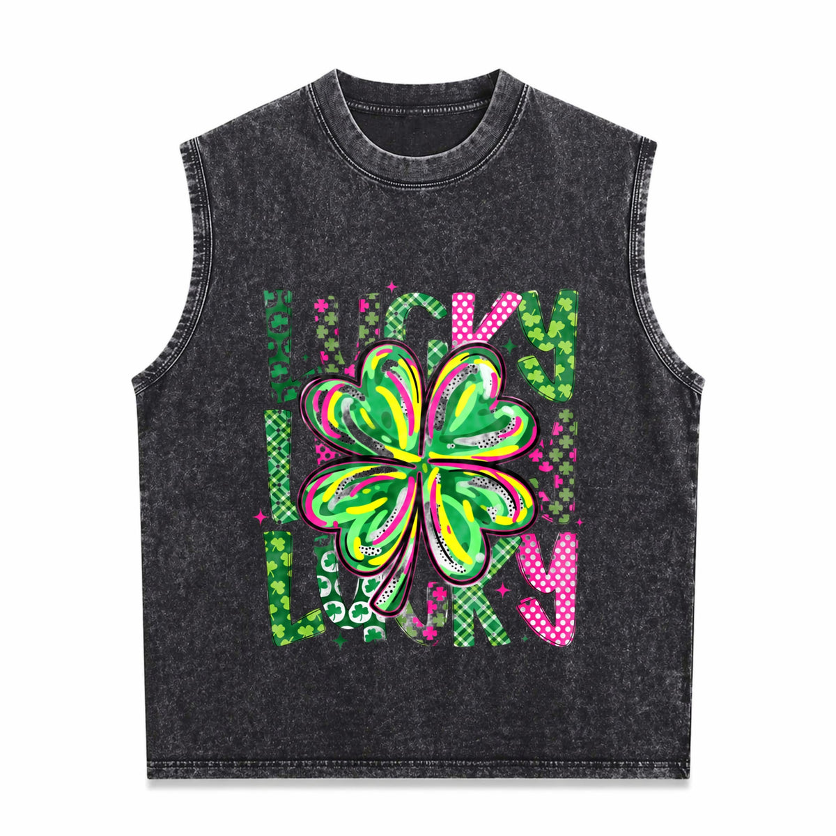 Lucky Shamrock St Patrick's Day Men's Washed Tank Top