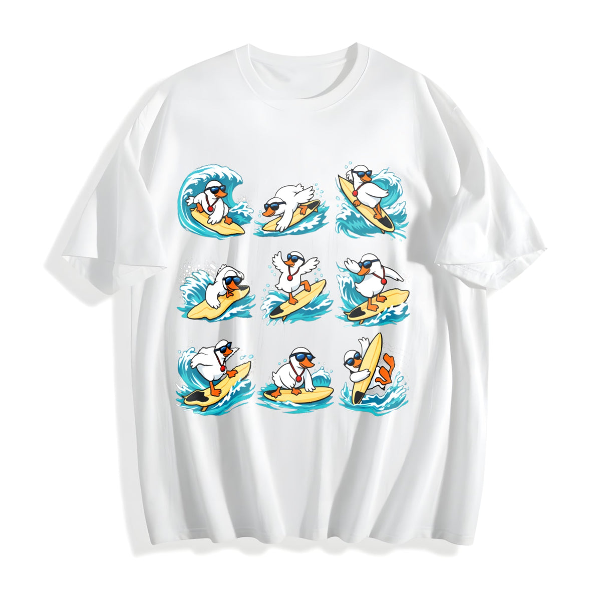 Funny Surfing Goose Cotton T-Shirt product image 2