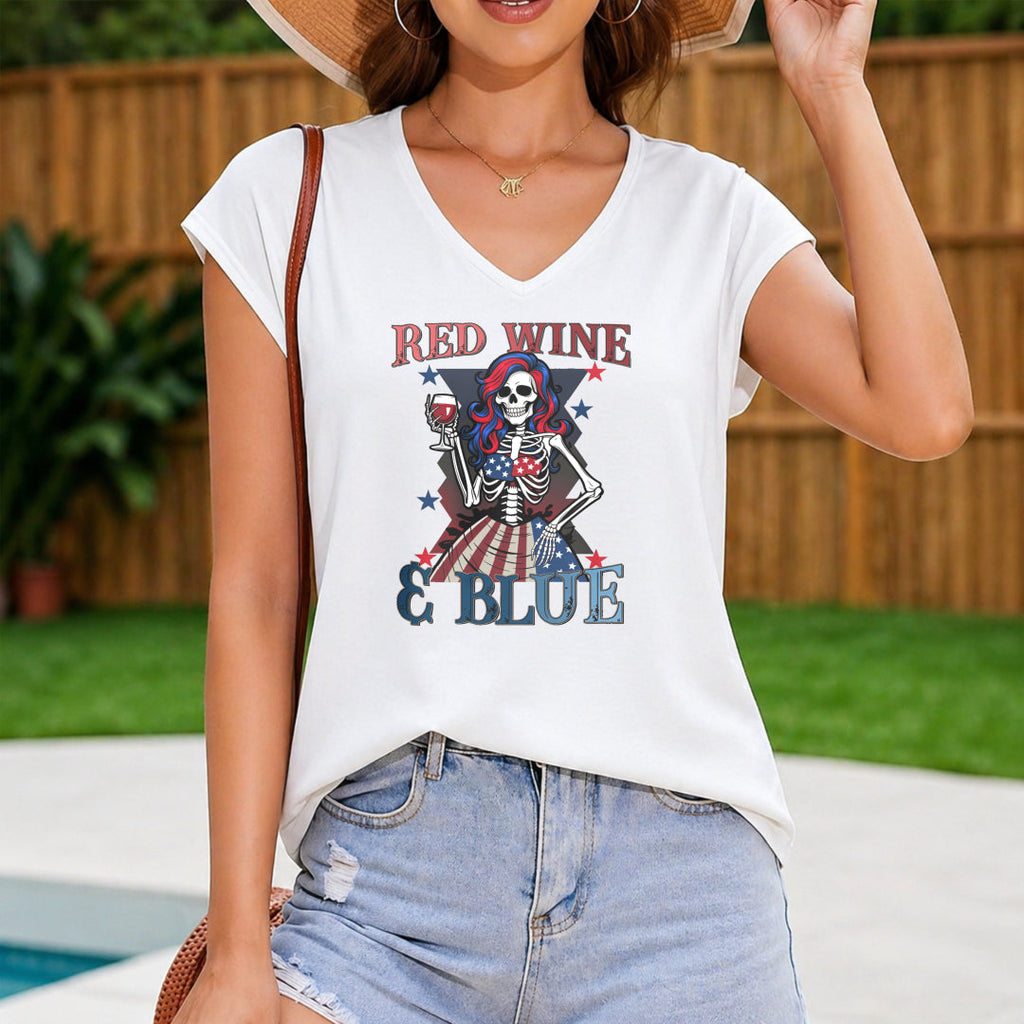 Patriotic 4th Of July - Light Beige-friendly White Women's V-Neck Tank Top