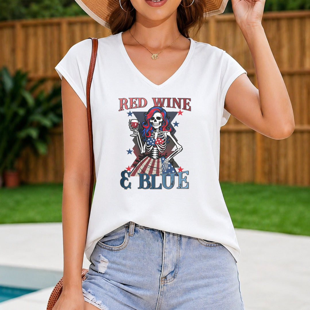 Patriotic 4th Of July - Light Beige-friendly White Women's V-Neck Tank Top
