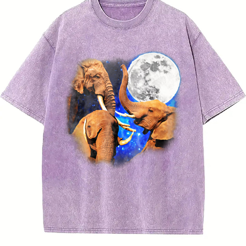 Three Elephants Moon 90s Vintage Washed T-Shirt product image 6