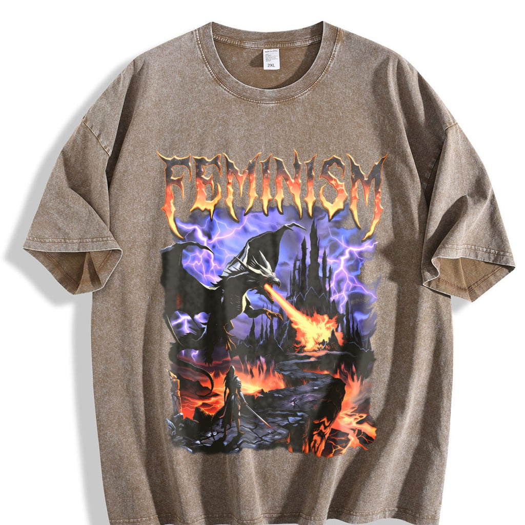 Feminism Dragon Vintage Washed T-Shirt product image 3
