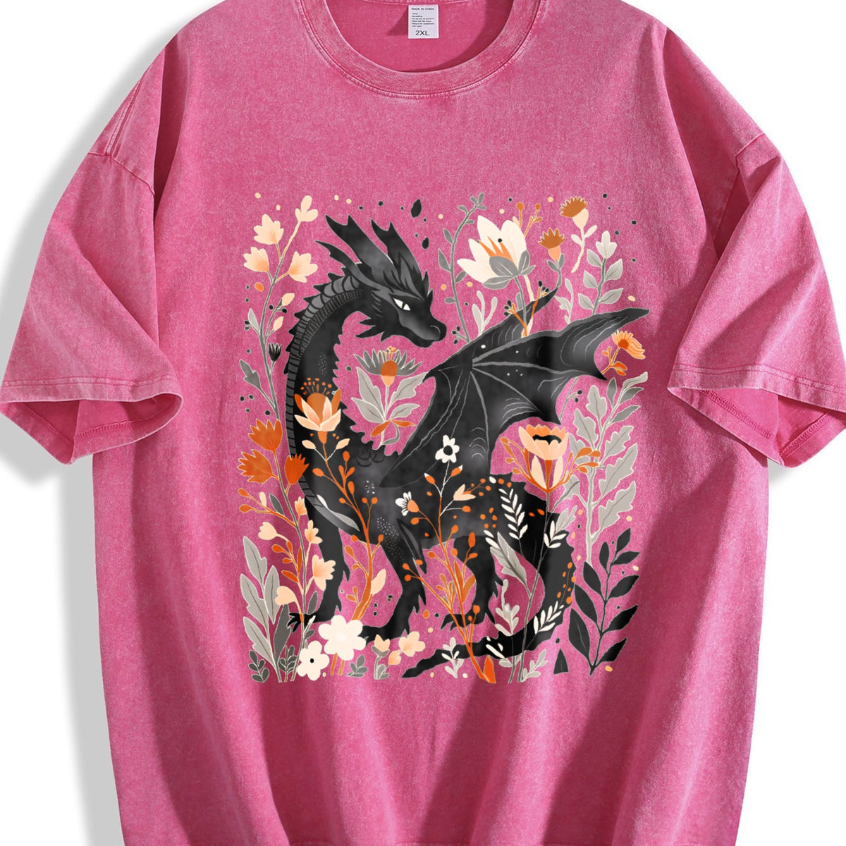 Summer : Fantasy Black Dragon Gentle Floral Vintage Washed product image 7