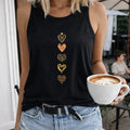 Gold Patterned Heart Stack Women's Tank Top