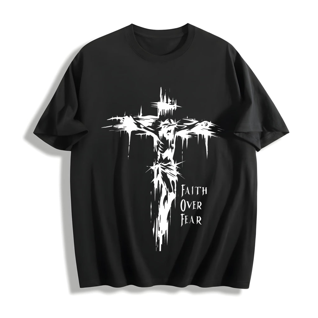 Inspirational Faith Over Fear Cotton T-Shirt product image 1