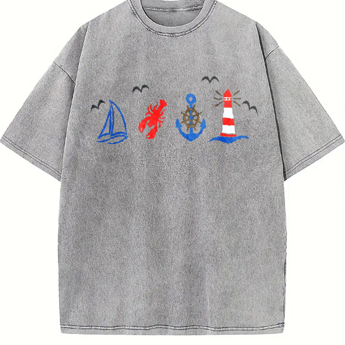 Coastal Nautical Summer Vintage Washed T-Shirt product image 5