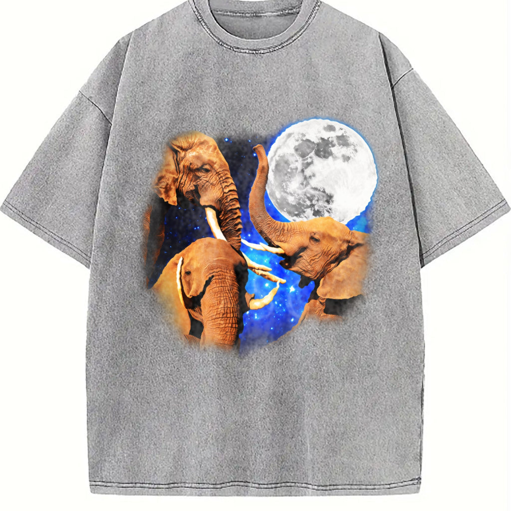 Three Elephants Moon 90s Vintage Washed T-Shirt product image 5