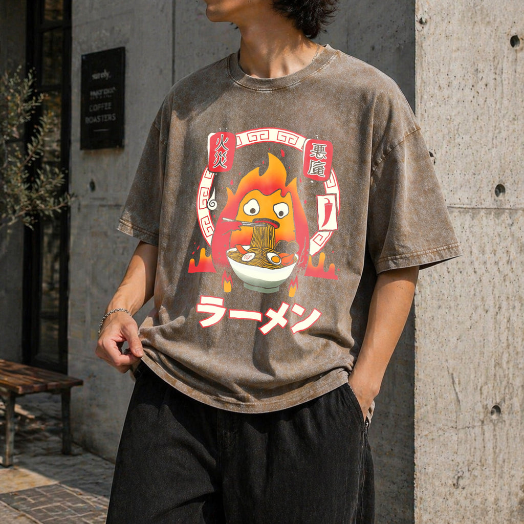 Howl's Moving Castle Calcifer Ramen - Ghibli Vintage Washed product image 3
