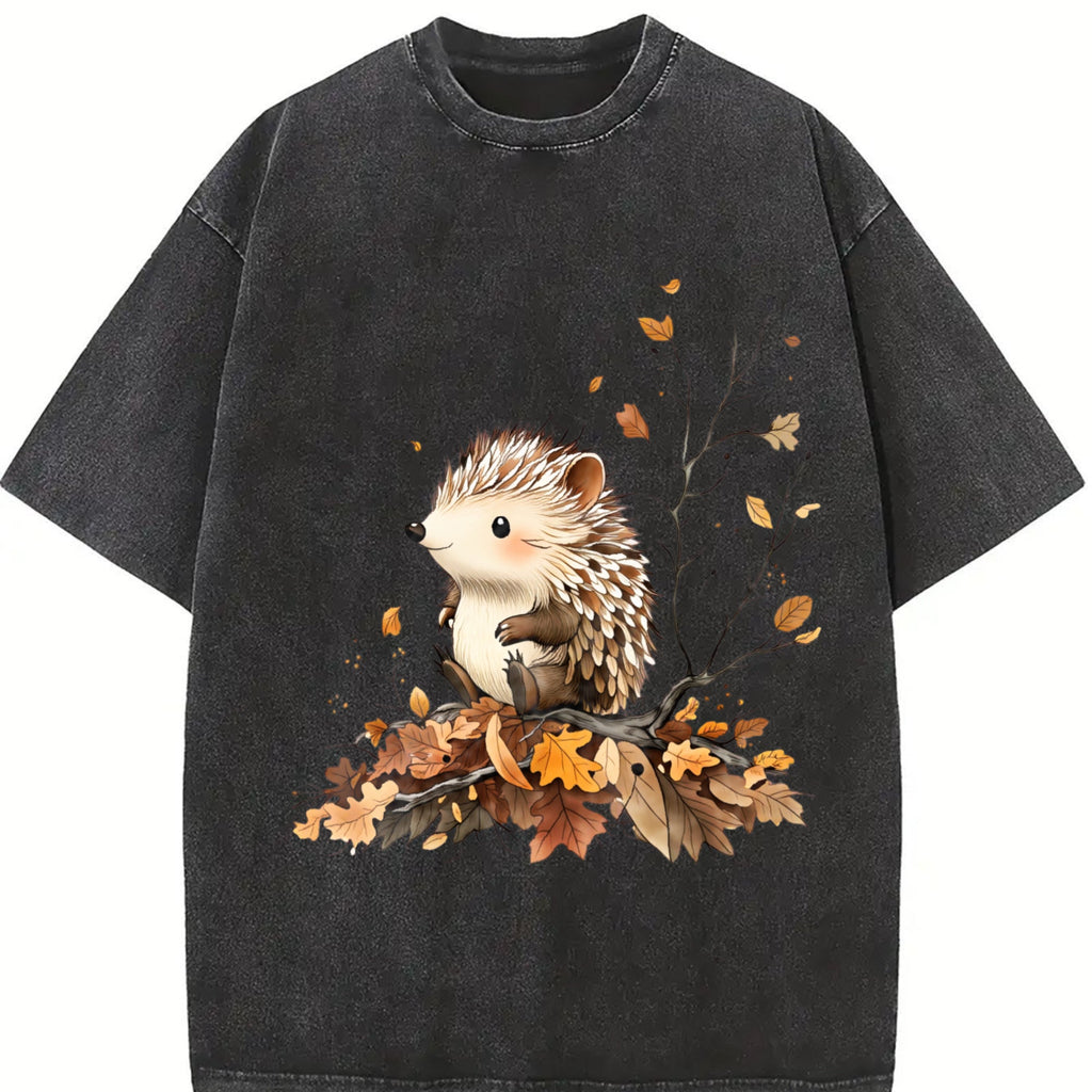 Autumn Little Hedgehog Vintage Washed T-Shirt product image 2