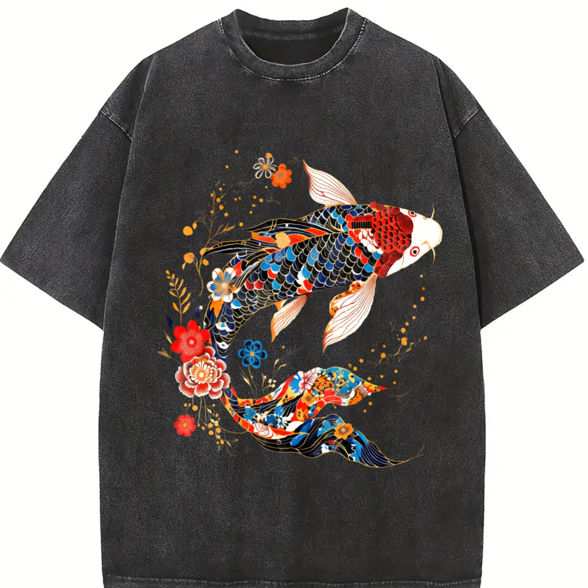 Koi Fish Theme Trend Pure Vintage Washed T-Shirt product image 2