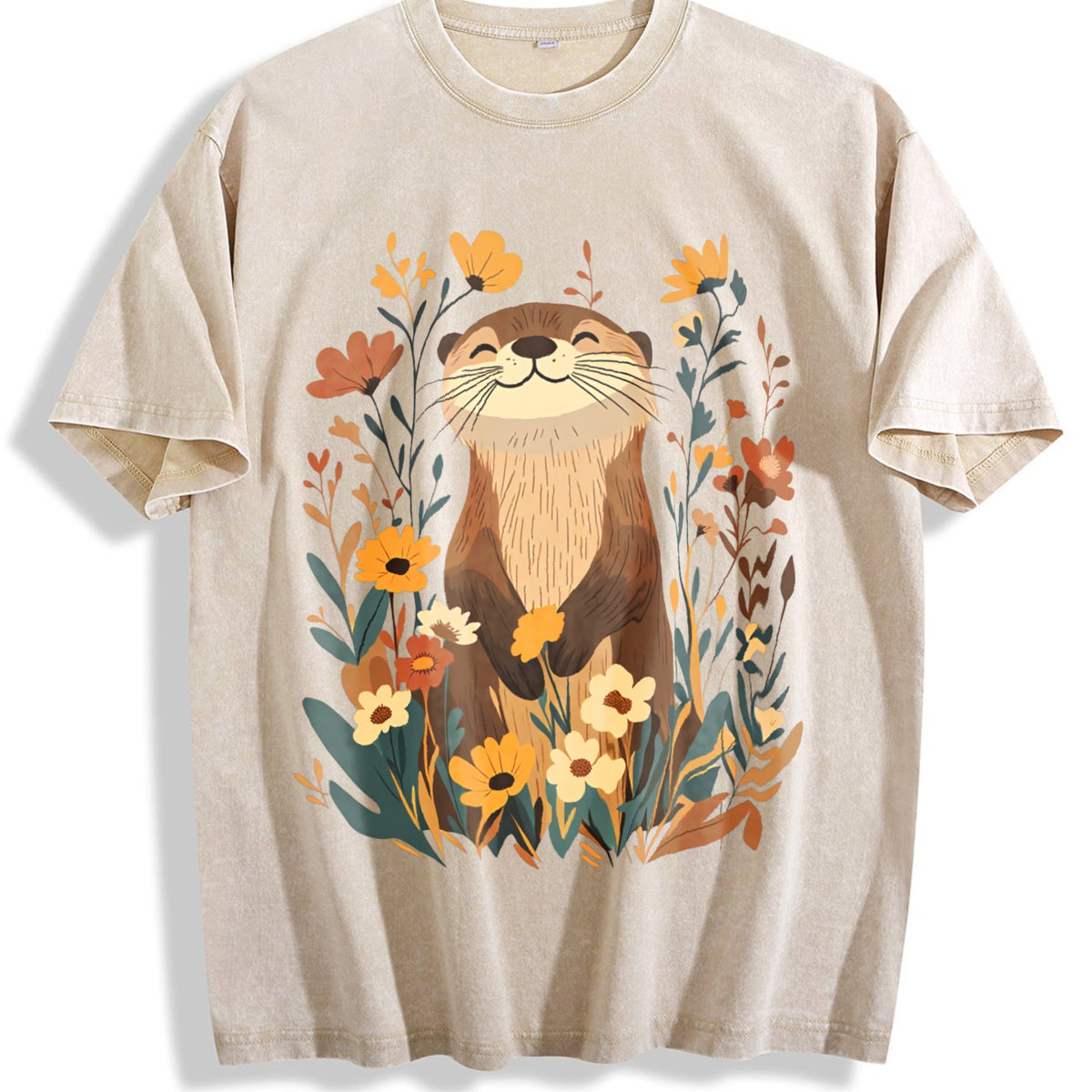 Botanical Otter & Plants Vintage Washed T-Shirt product image 1