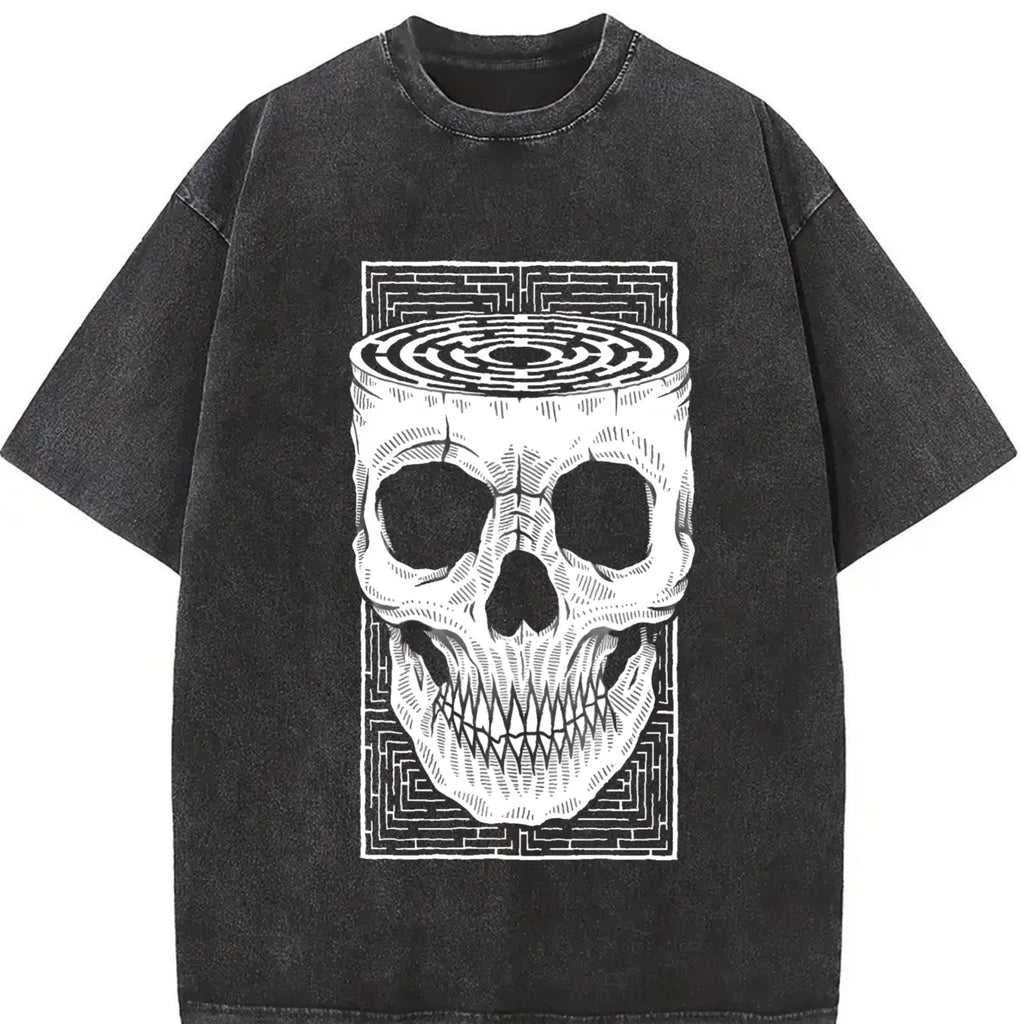 Skull Optical Illusion Vintage Washed T-Shirt product image 2