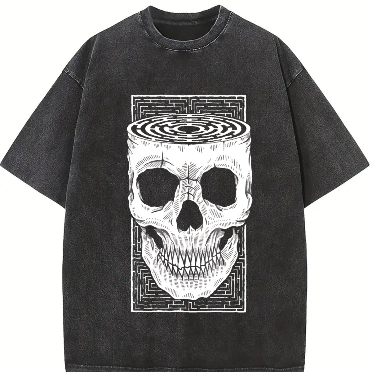 Skull Optical Illusion Vintage Washed T-Shirt product image 2