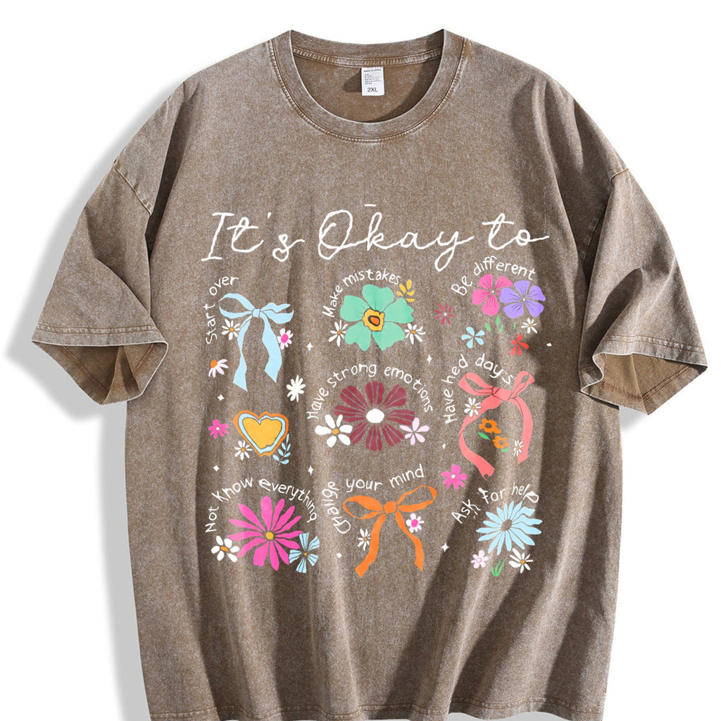 It's Okay To Boho Floral Vintage Washed T-Shirt product image 3