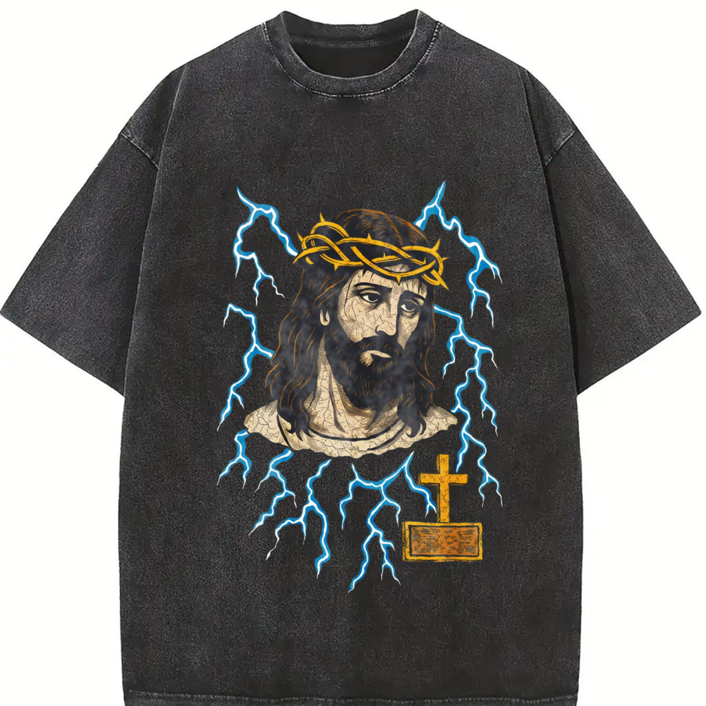 Jesus Lightning 90s Vintage Washed T-Shirt product image 2