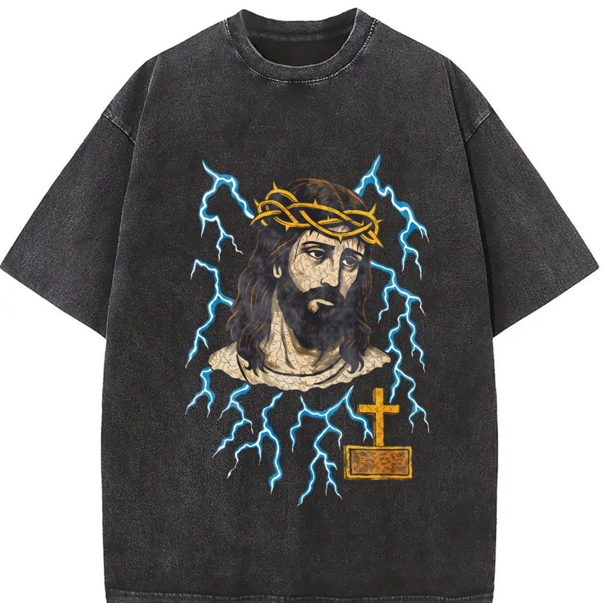 Jesus Lightning 90s Vintage Washed T-Shirt product image 2