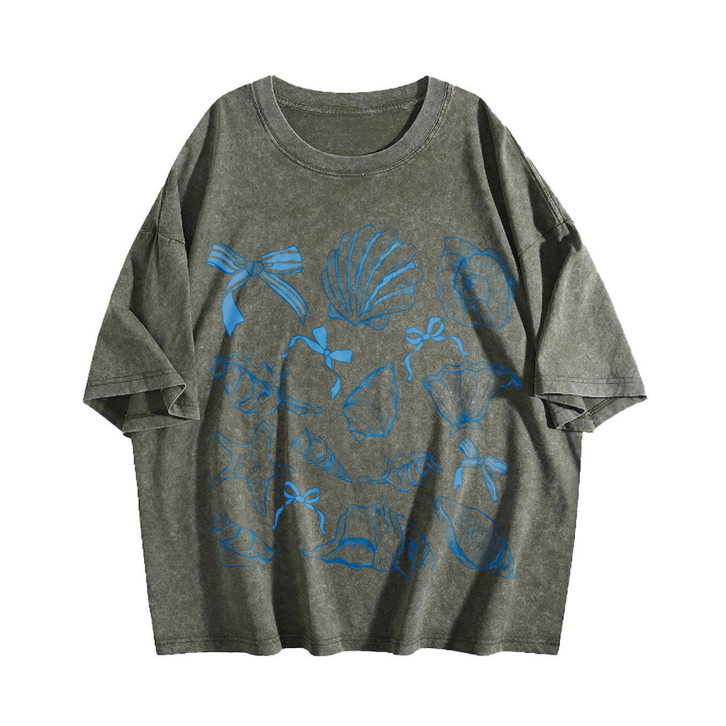 Seashell Coquette Summer Beach Vintage Washed T-Shirt product image 4