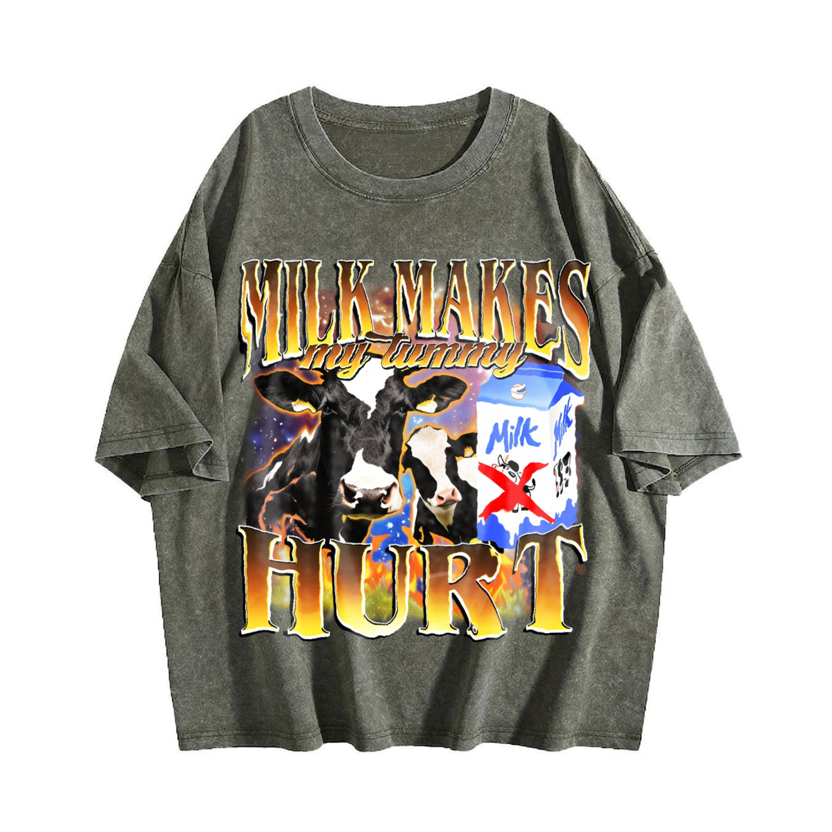 Milk Makes My Tummy Hurt Bootleg Vintage Washed T-Shirt product image 4
