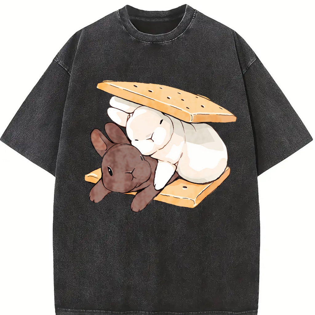 Two Rabbits Lying Vintage Washed T-Shirt product image 2