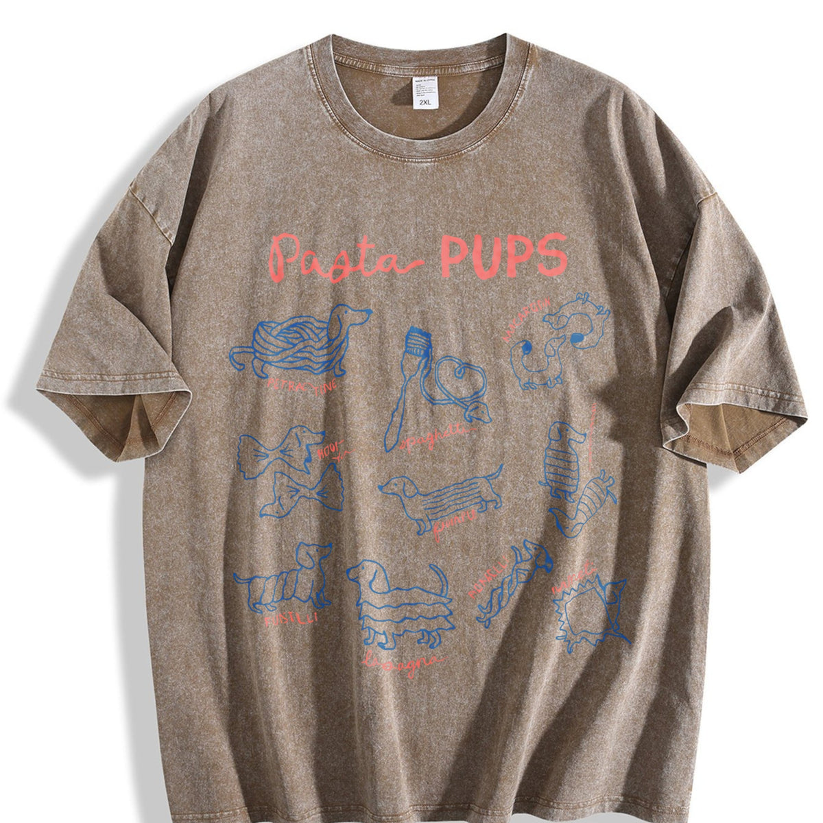 Funny Pasta Dachshund Vintage Washed T-Shirt product image 3
