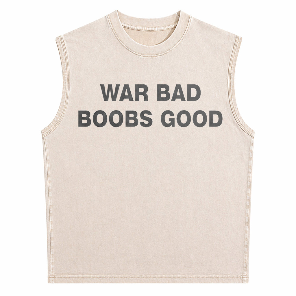 War Bad Boobs Good Black Men's Washed Tank Top
