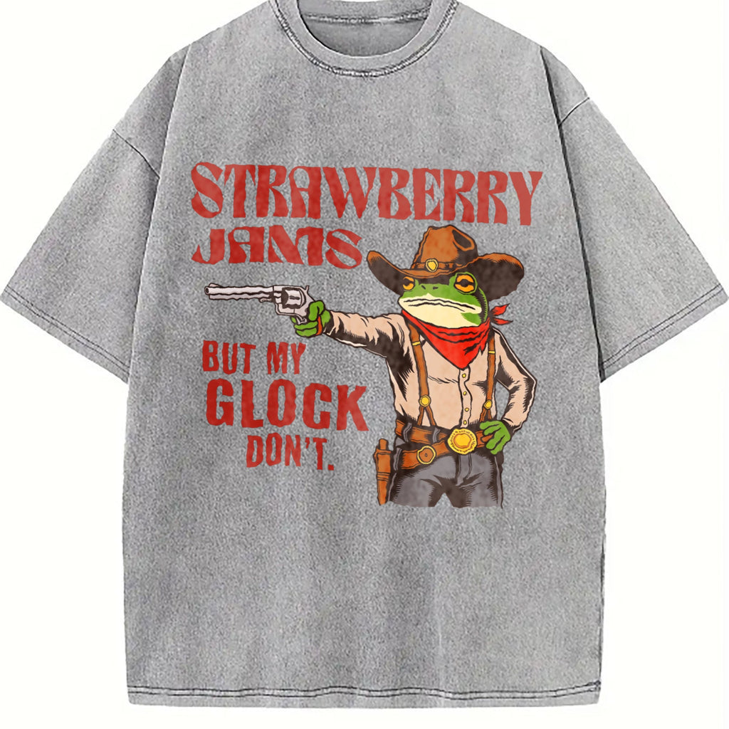 Strawberry Jams But My Glock Don't Funny Frog Meme Vintage product image 4