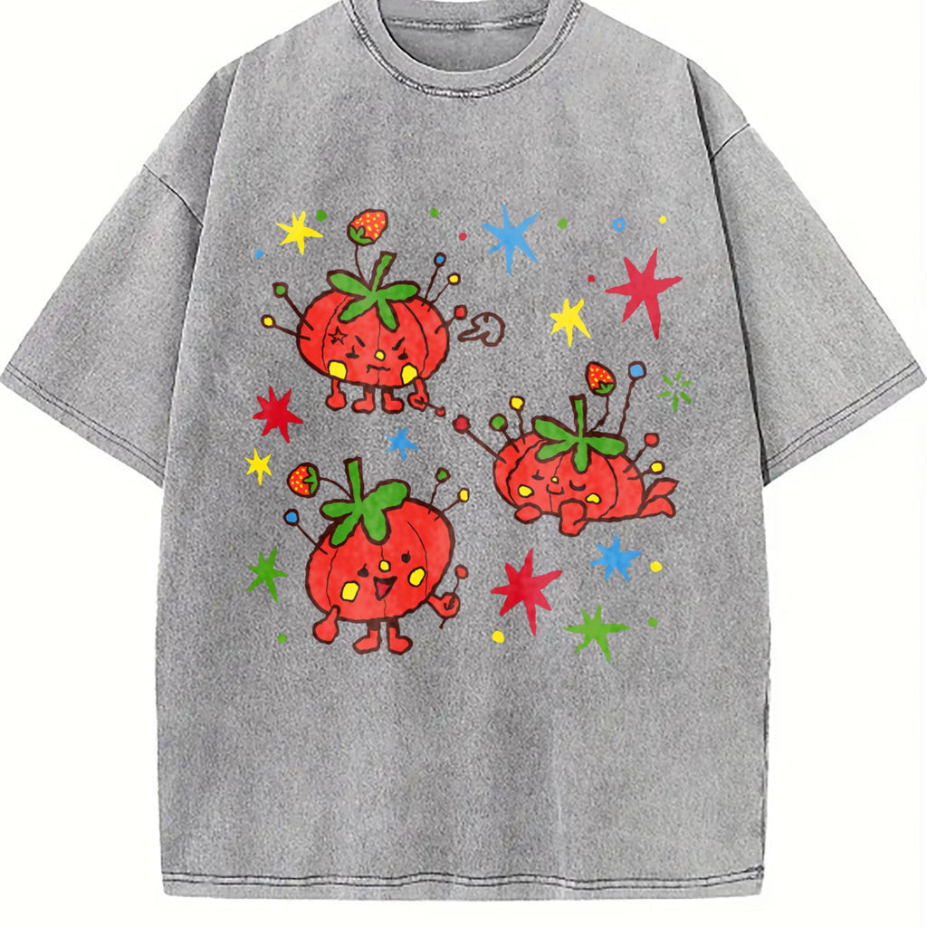 Cute Tomato Party Vintage Washed T-Shirt product image 5