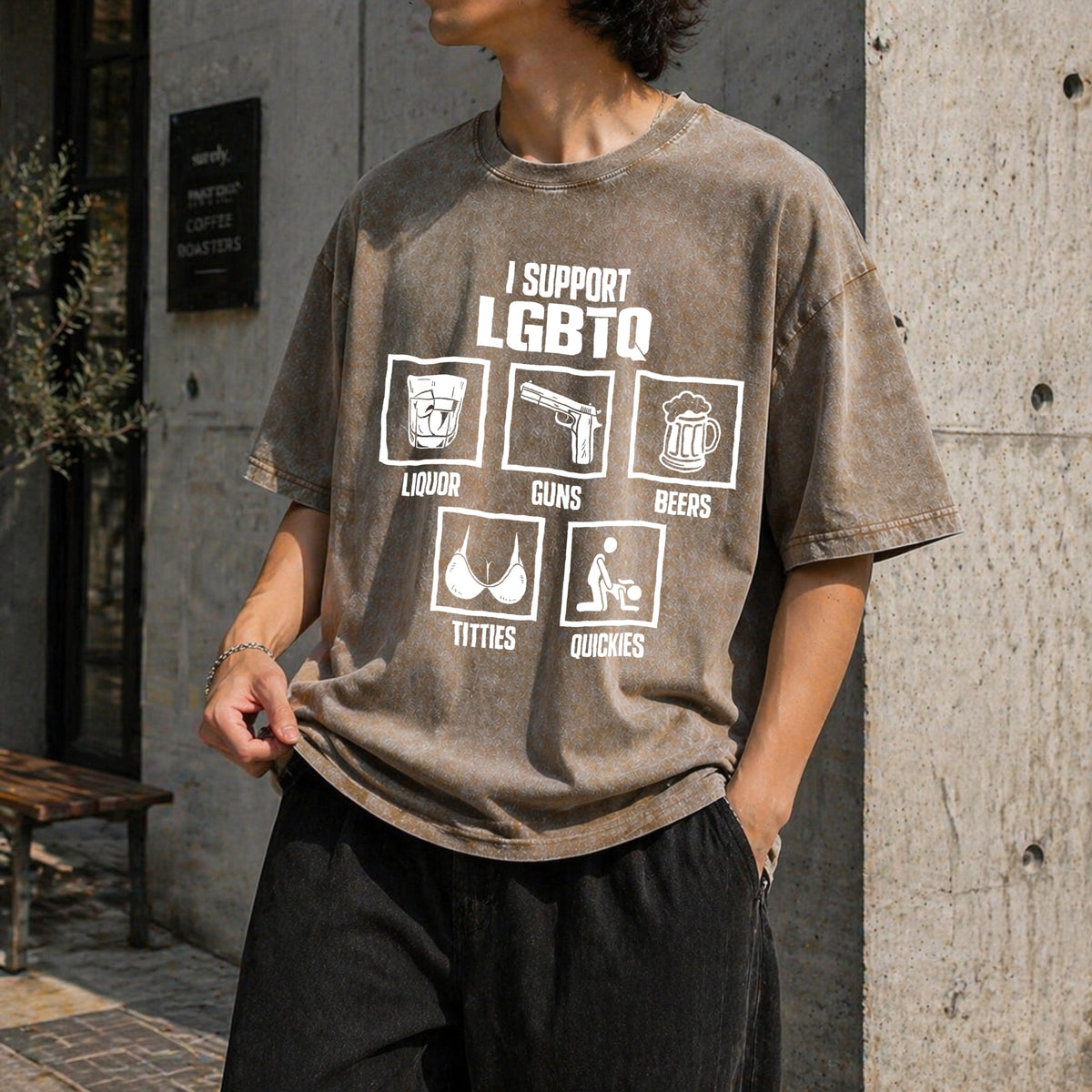 I Support Lgbtq Vintage Washed T-Shirt product image 3