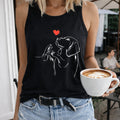 Woman and Dog Heart Line Art Women's Tank Top