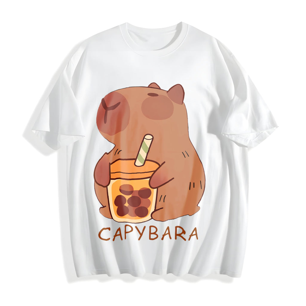 Capybara - Cute & Tea Cotton T-Shirt product image 2