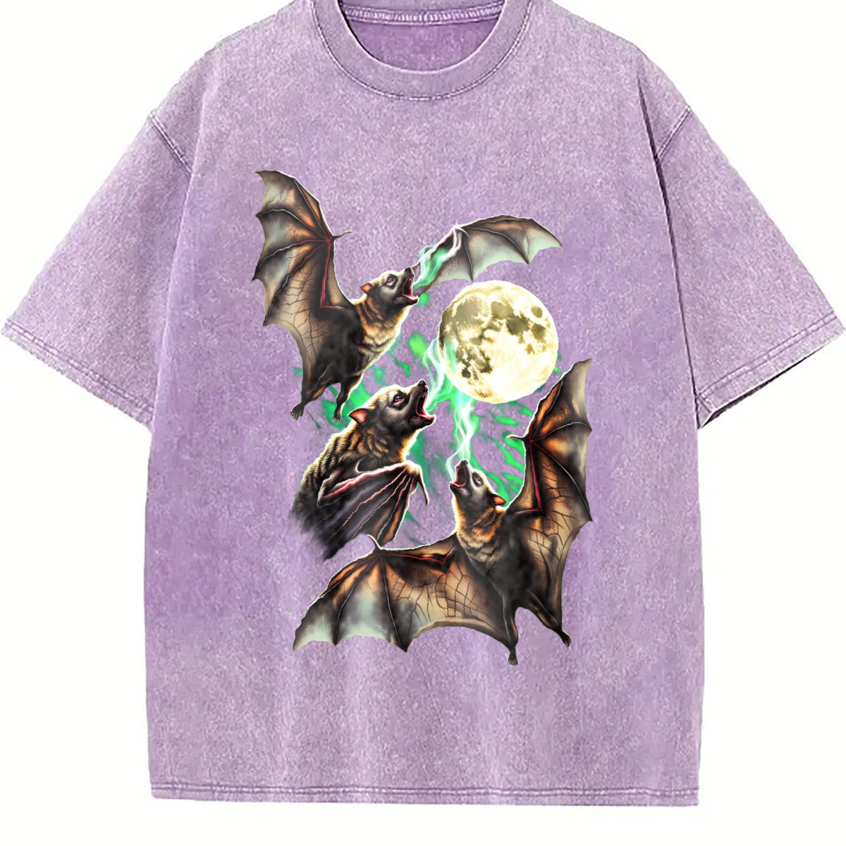 Bats Howling To Moon 90s Vintage Washed T-Shirt product image 6