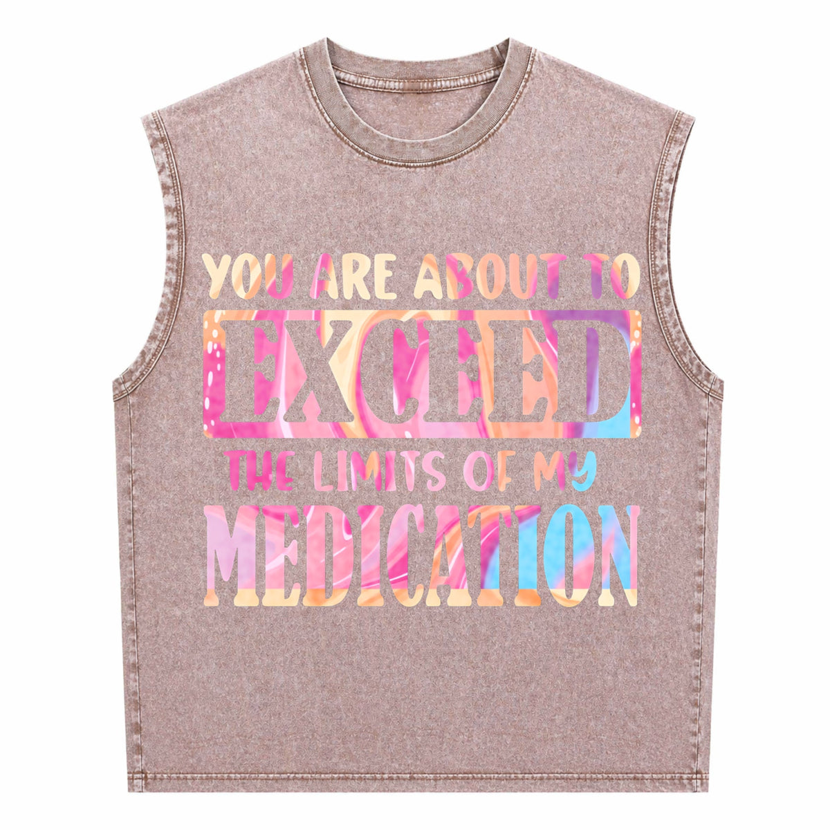 Gradient Black With Colorful Text Spring Summer Men's Washed Tank Top