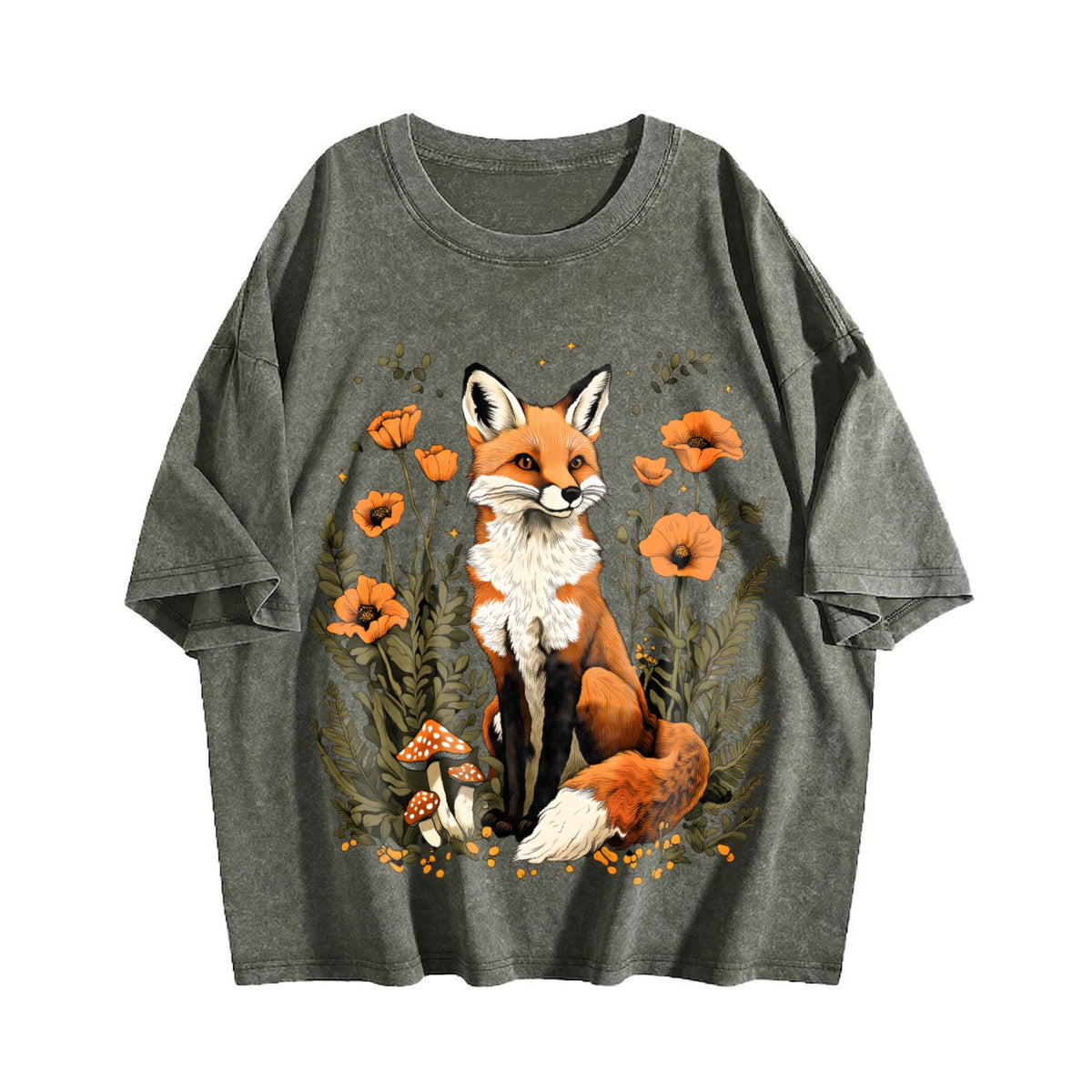 Plant And Animal Fox Floral Spotted Mushroom Summer Vintage product image 4