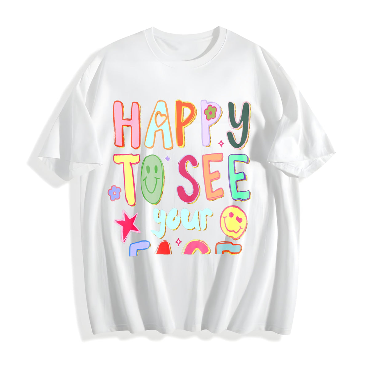 Happy To See Your Face Teacher Cotton T-Shirt product image 2