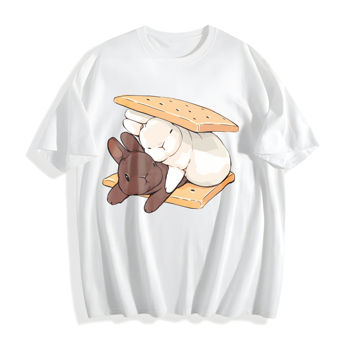 Two Rabbits Lying Cotton T-Shirt product image 2