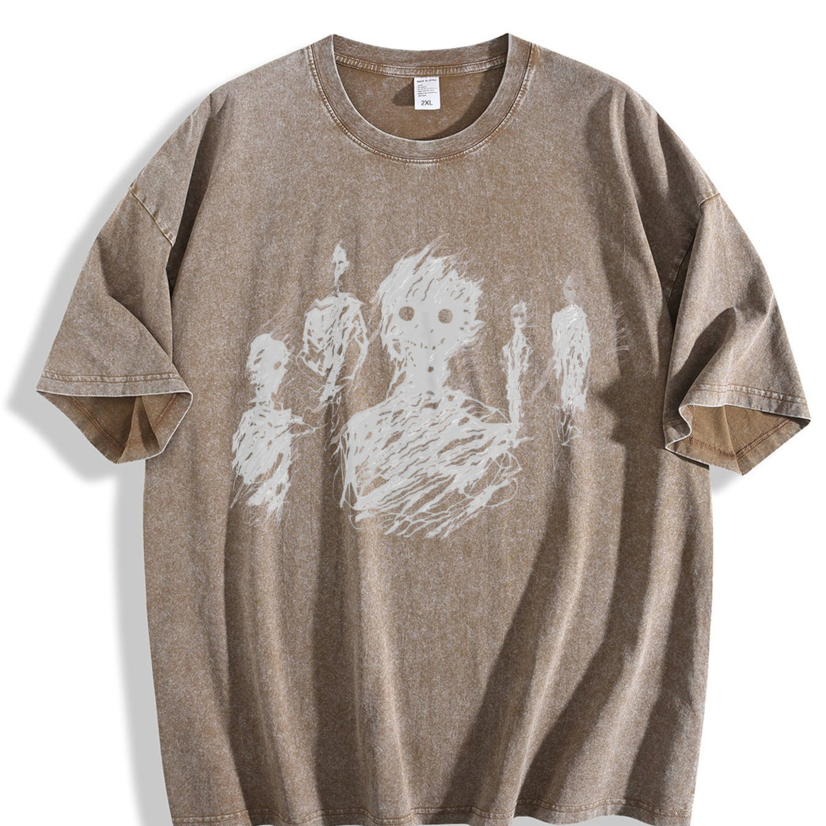 Black With Abstract Character Vintage Washed T-Shirt product image 3