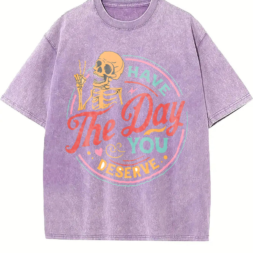 Skeleton Peace Sign Have The Day You Deserve Boxy Vintage product image 6
