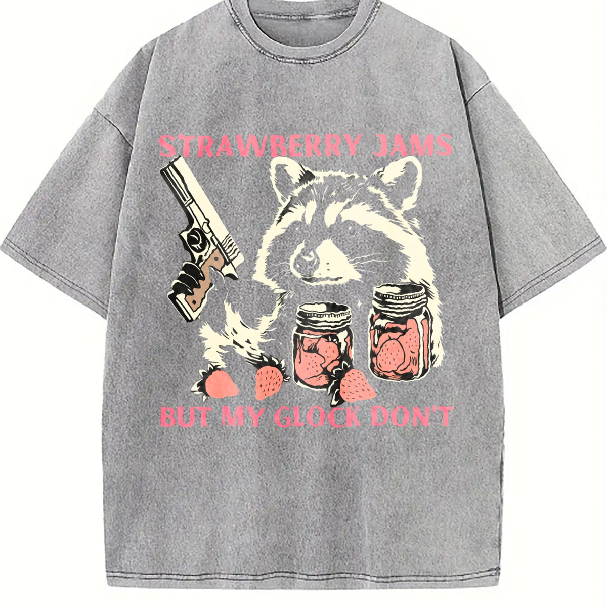 Funny Cute Raccoon With Strawberry Jams And Pewpew Vintage product image 5