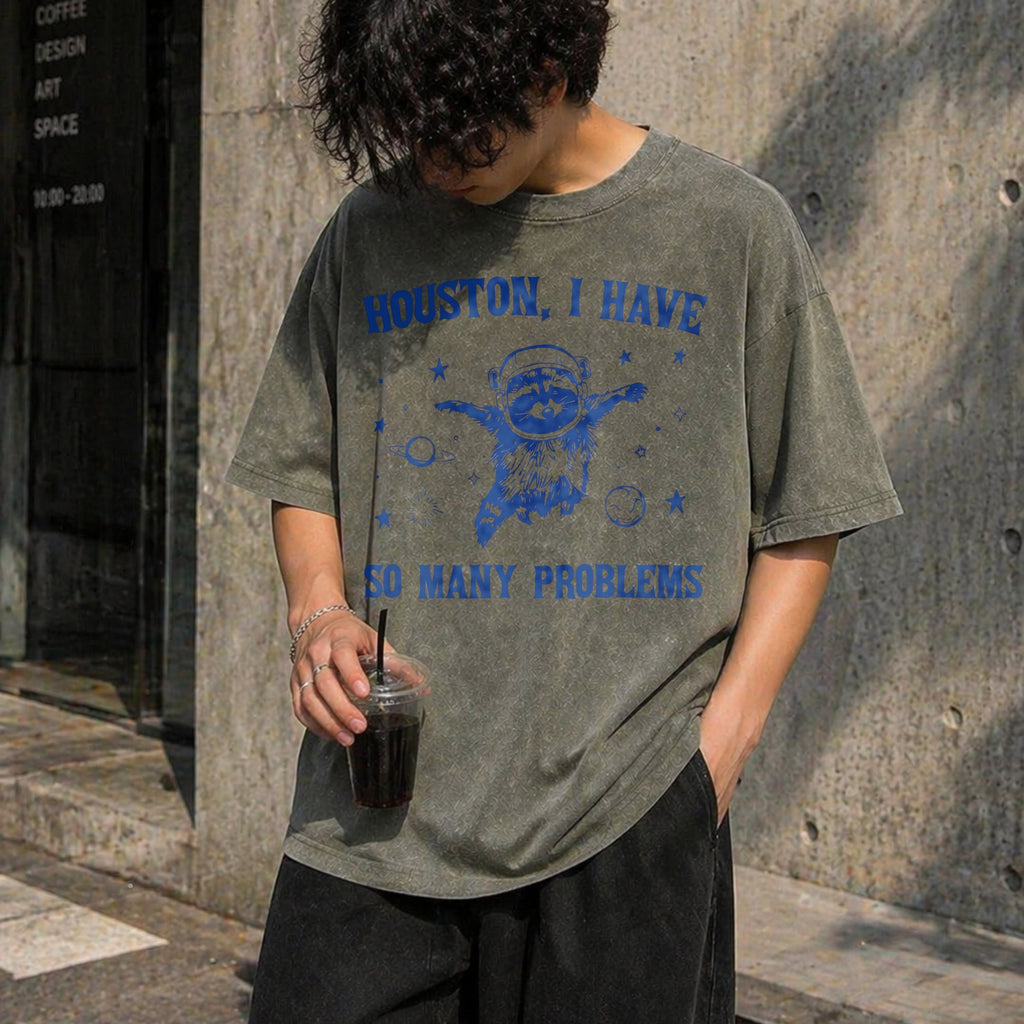 Houston I Have So Many Problems Raccoon Vintage Washed product image 4