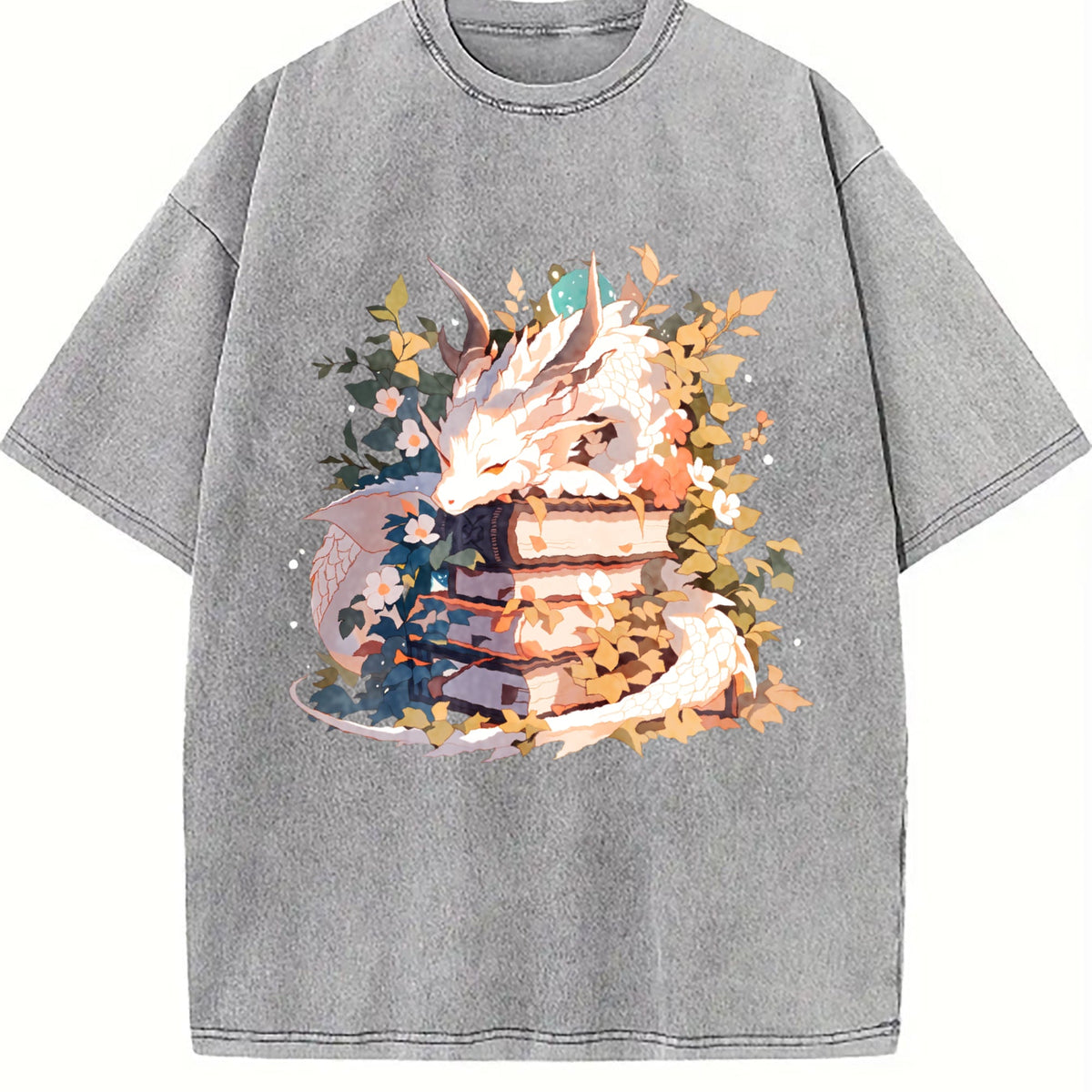 Animal Series Summer : White Dragon Lying On Books Vintage product image 5