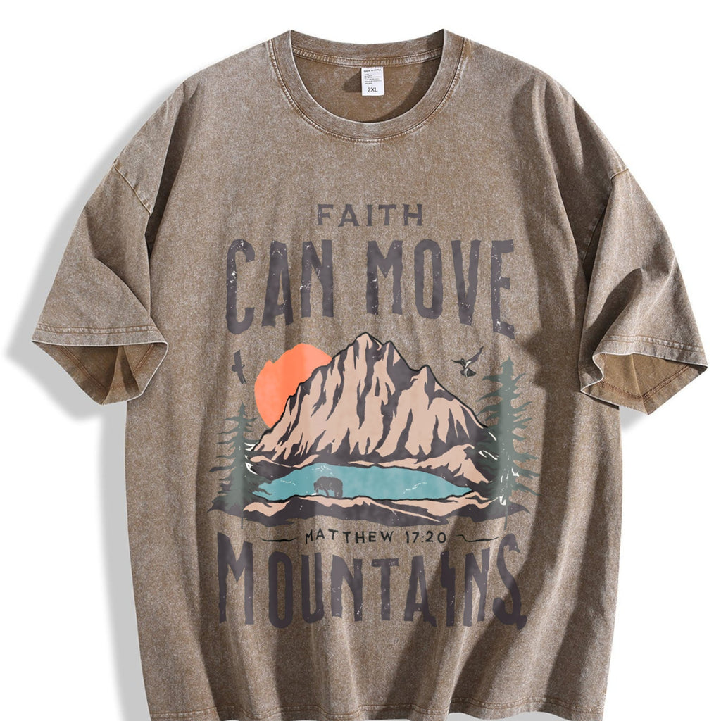 Scenery And Letter One-piece Summer Vintage Washed T-Shirt product image 3